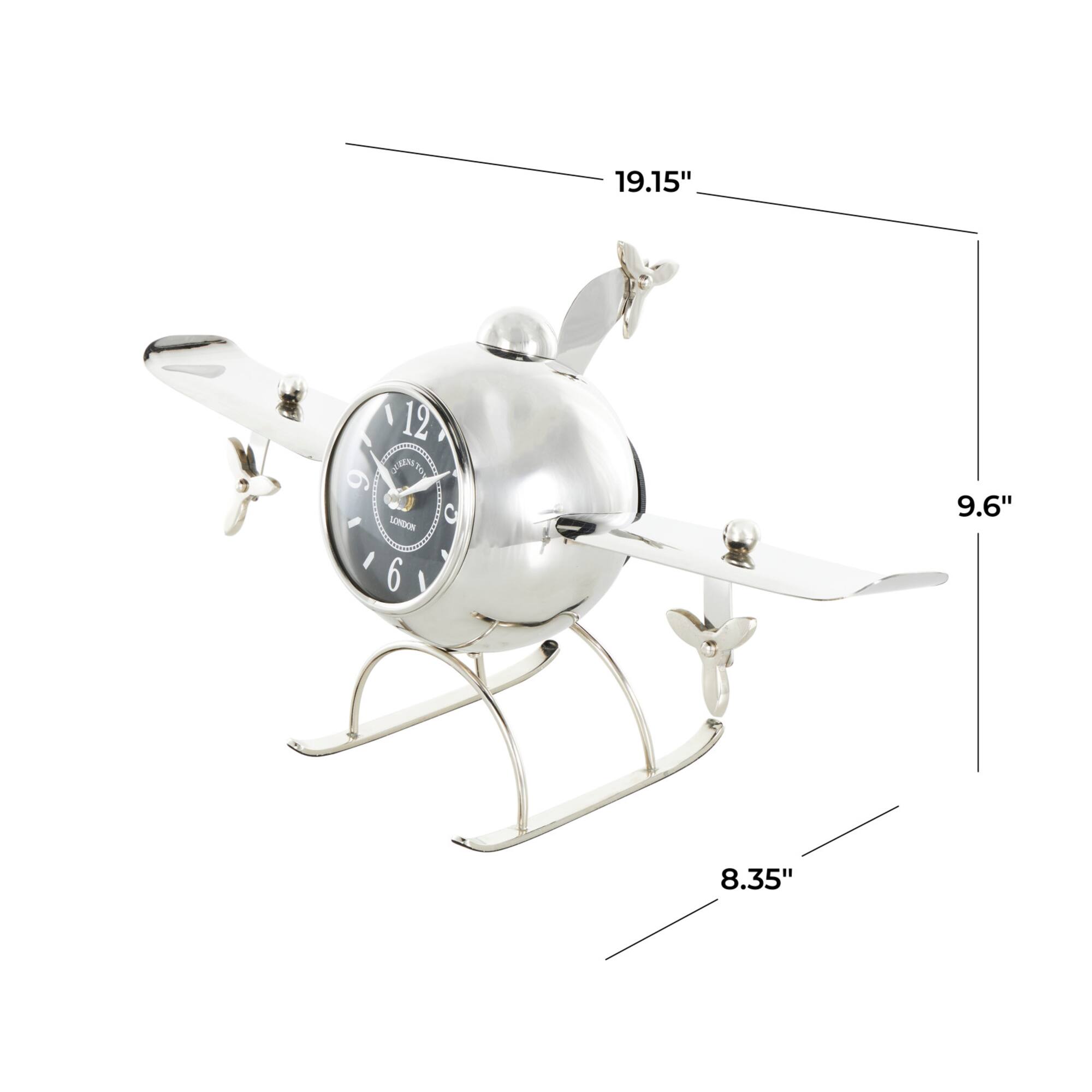 19" Silver Stainless Steel Decorative Airplane Clock